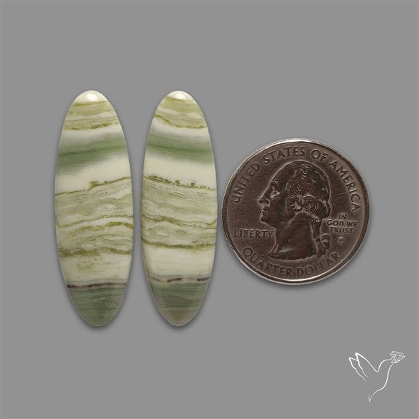 Green Serpentine Cabochons Pair