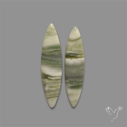 Green Serpentine Cabochons Pair