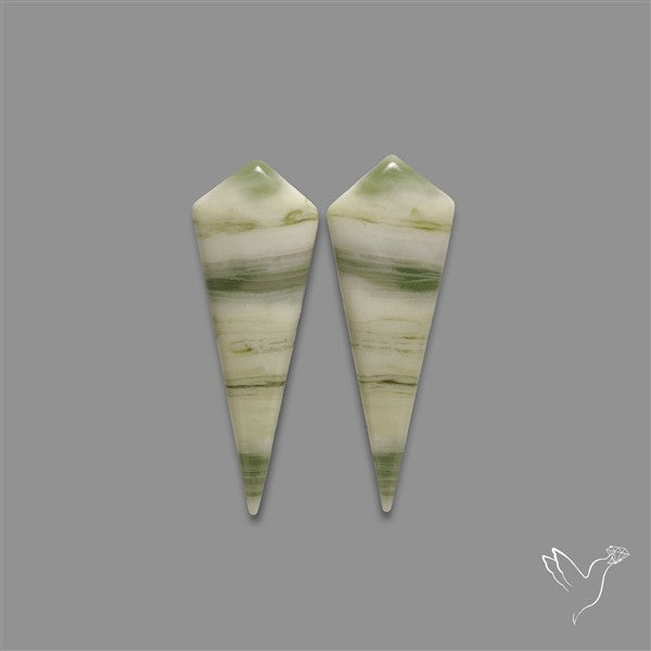 Green Serpentine Cabochons Pair