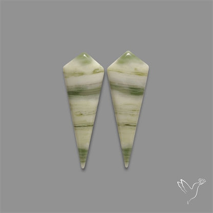Green Serpentine Cabochons Pair