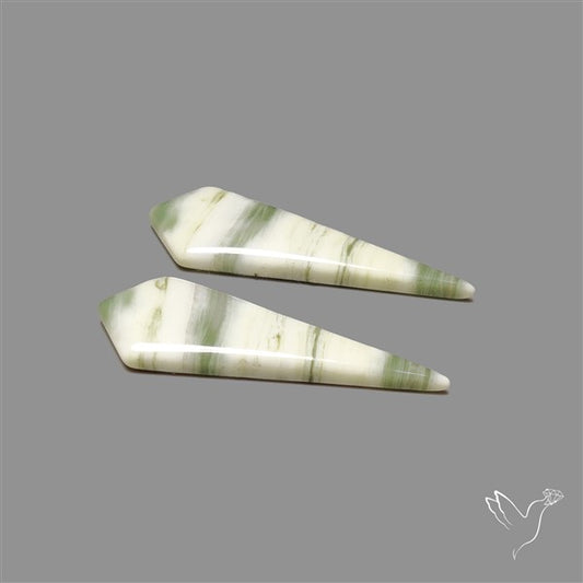 Green Serpentine Cabochons Pair