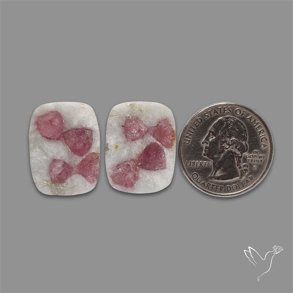 Pink Tourmaline In Quartz Pair