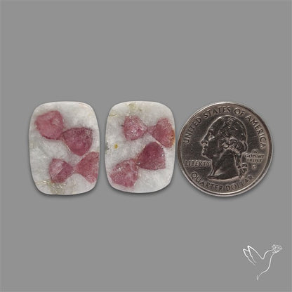 Pink Tourmaline In Quartz Pair