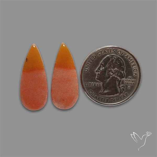 Candy Corn Cabs Pair Orange Aventurine