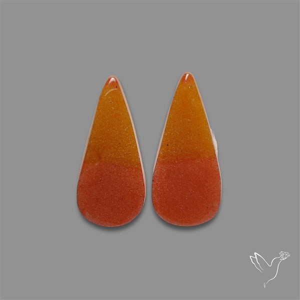 Candy Corn Cabs Pair Orange Aventurine