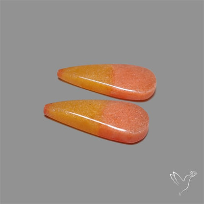 Candy Corn Cabs Pair Orange Aventurine