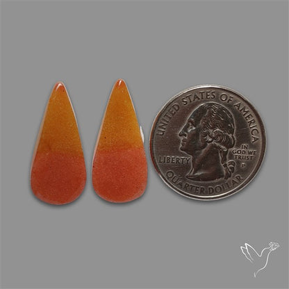Candy Corn Cabs Pair Orange Aventurine