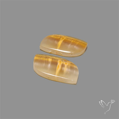 Yellow Calcite Cabochons Pair