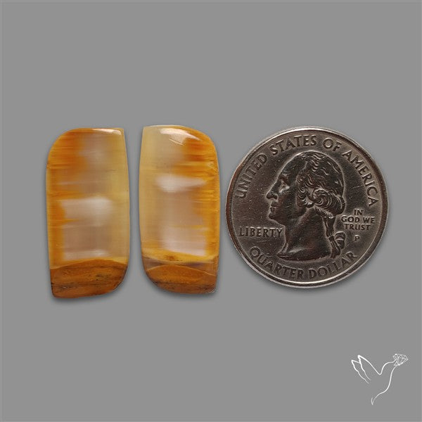 Yellow Calcite Cabochons Pair