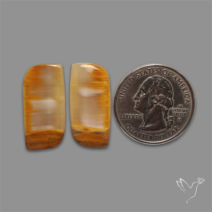 Yellow Calcite Cabochons Pair
