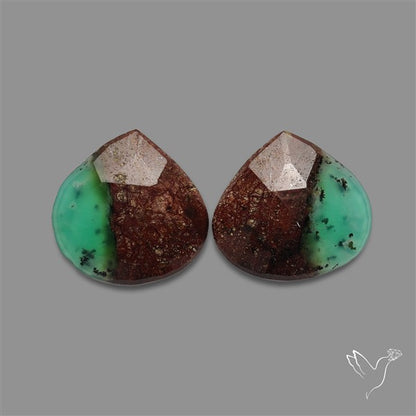 Rose Cut Boulder Chrysoprase Pair
