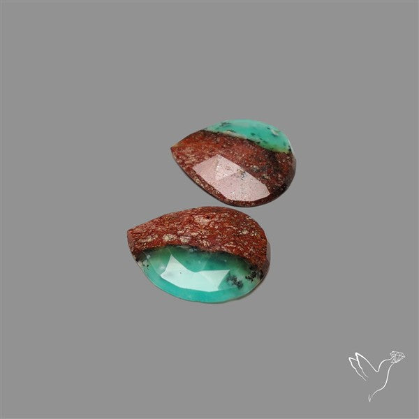 Rose Cut Boulder Chrysoprase Pair