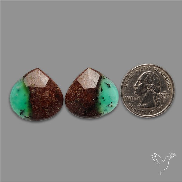 Rose Cut Boulder Chrysoprase Pair