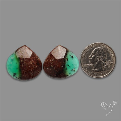 Rose Cut Boulder Chrysoprase Pair