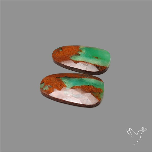 Rose Cut Boulder Chrysoprase Pair