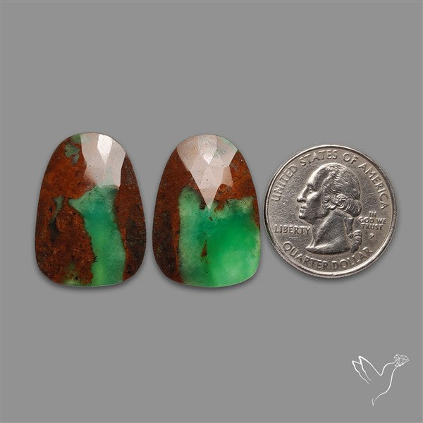 Rose Cut Boulder Chrysoprase Pair