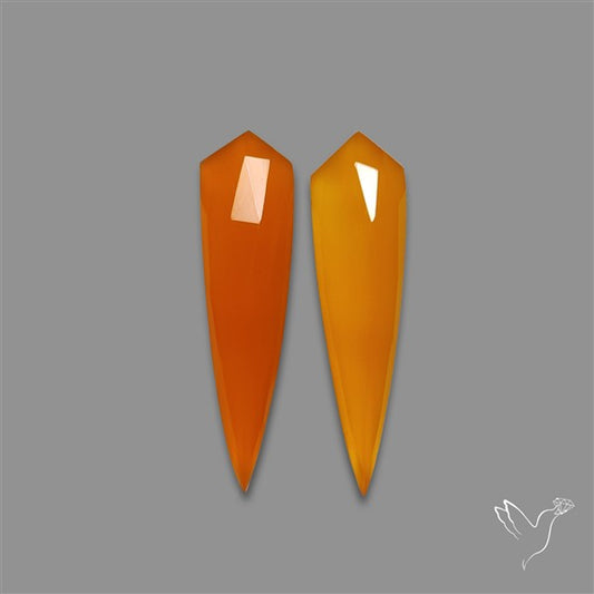 Rose Cut Carnelian Agate Pair
