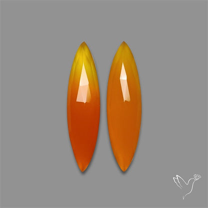 Rose Cut Carnelian Agate Pair