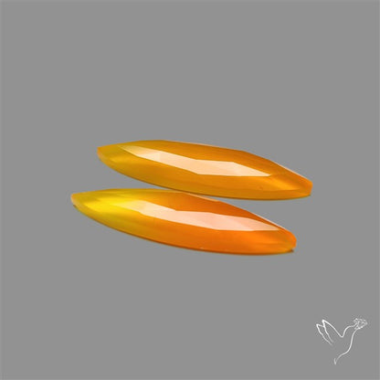 Rose Cut Carnelian Agate Pair