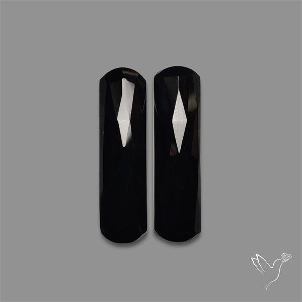 Rose Cut Black Onyx Pair