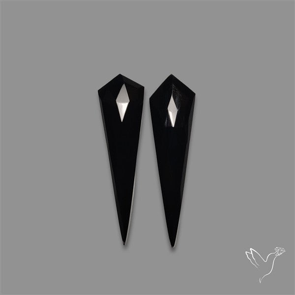 Rose Cut Black Onyx Pair