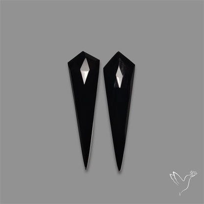 Rose Cut Black Onyx Pair