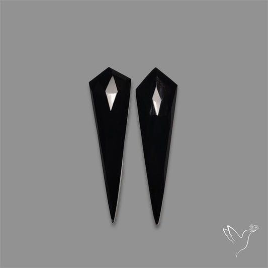 Rose Cut Black Onyx Pair