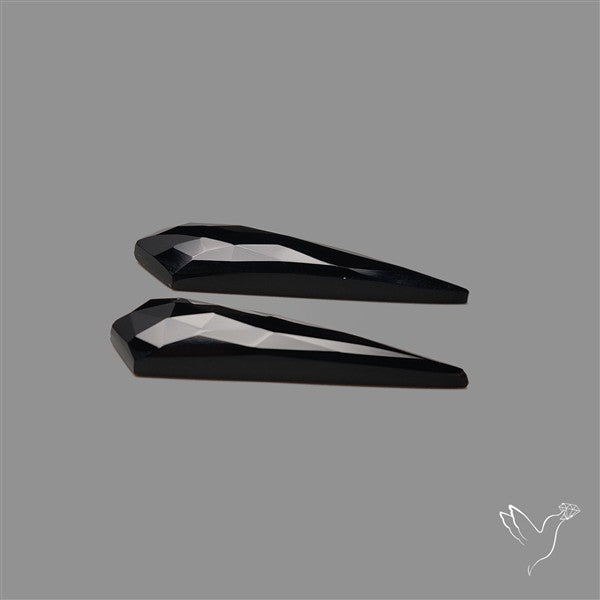 Rose Cut Black Onyx Pair