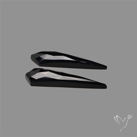 Rose Cut Black Onyx Pair