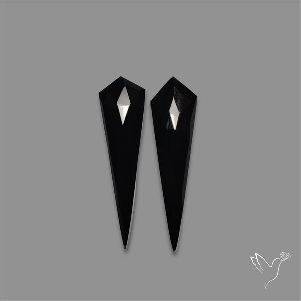Rose Cut Black Onyx Pair