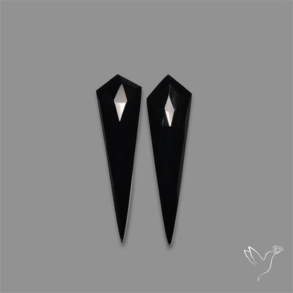 Rose Cut Black Onyx Pair