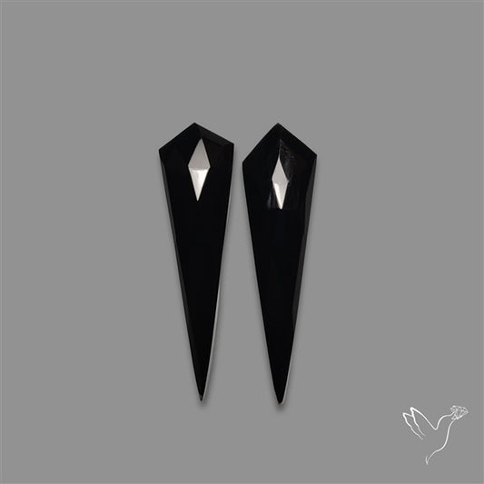 Rose Cut Black Onyx Pair
