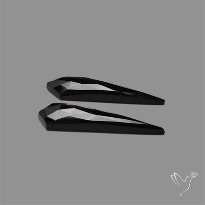 Rose Cut Black Onyx Pair