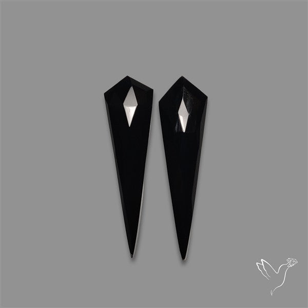 Rose Cut Black Onyx Pair