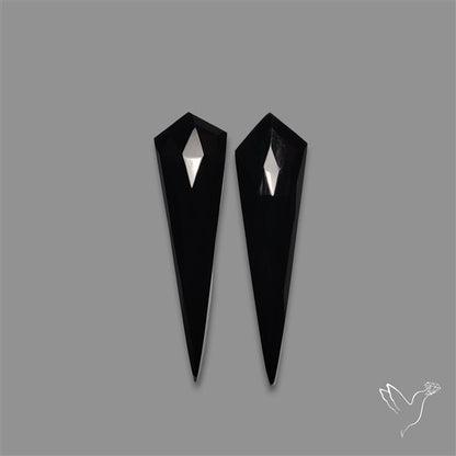 Rose Cut Black Onyx Pair