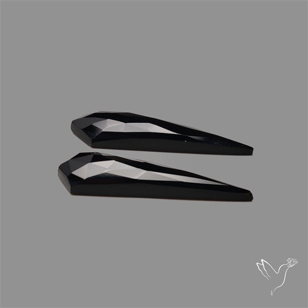 Rose Cut Black Onyx Pair