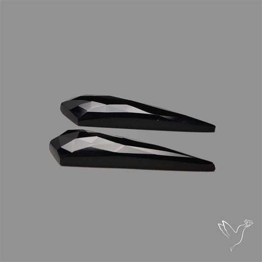 Rose Cut Black Onyx Pair