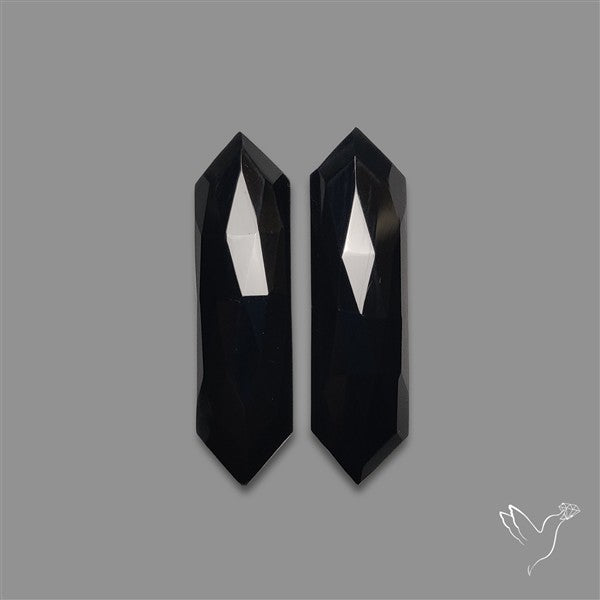 Rose Cut Black Onyx Pair
