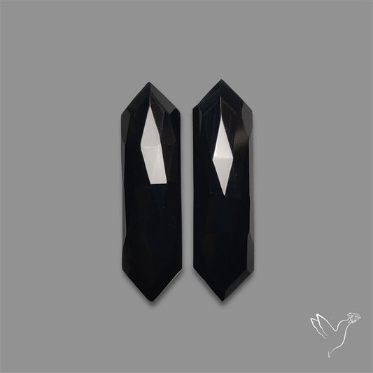 Rose Cut Black Onyx Pair