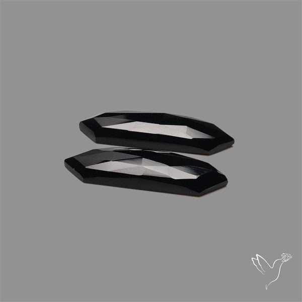 Rose Cut Black Onyx Pair