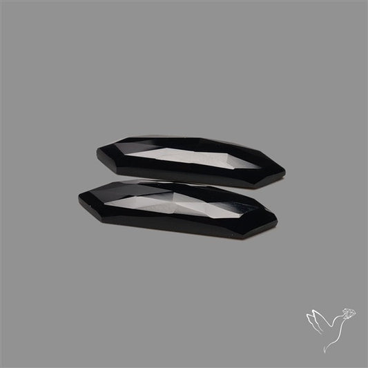 Rose Cut Black Onyx Pair
