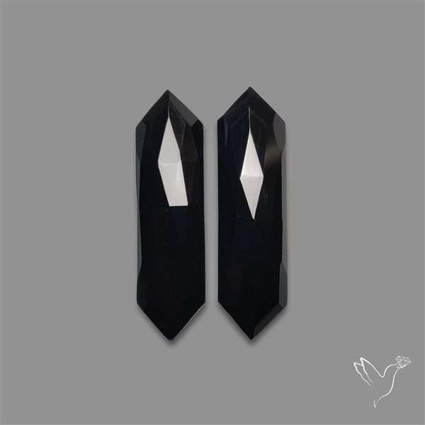 Rose Cut Black Onyx Pair