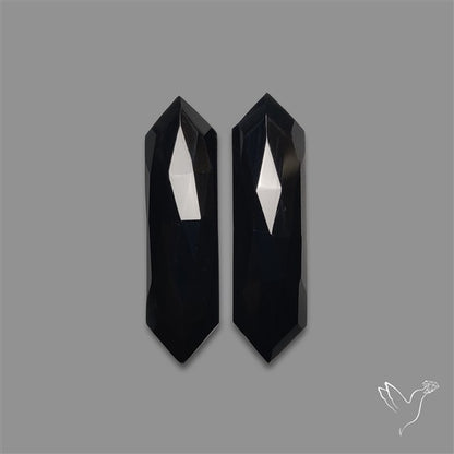 Rose Cut Black Onyx Pair