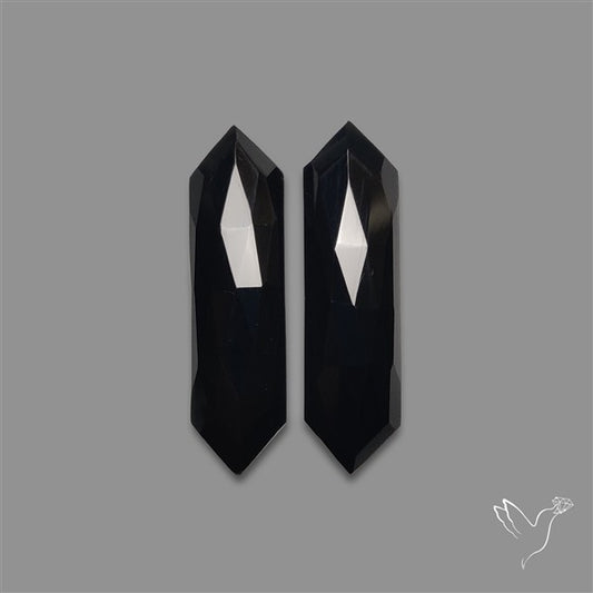 Rose Cut Black Onyx Pair