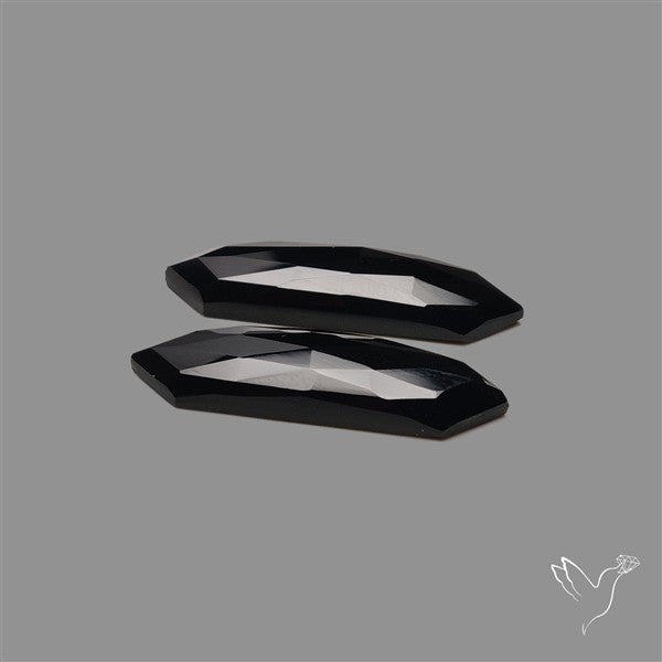 Rose Cut Black Onyx Pair