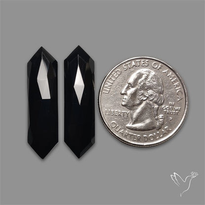 Rose Cut Black Onyx Pair
