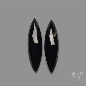 Rose Cut Black Onyx Pair