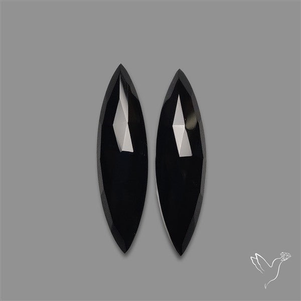 Rose Cut Black Onyx Pair