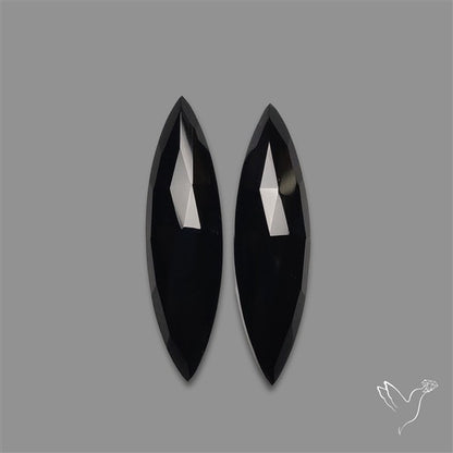 Rose Cut Black Onyx Pair
