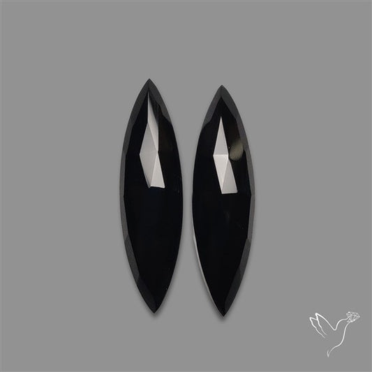 Rose Cut Black Onyx Pair